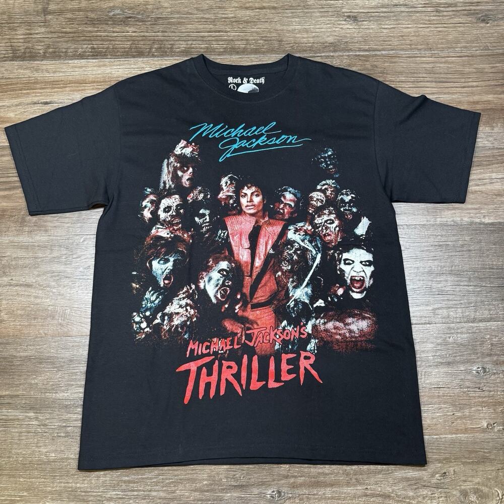 Michael Jackson Thriller Rock & Death T Shirt Mens L Black Embroidered Signature